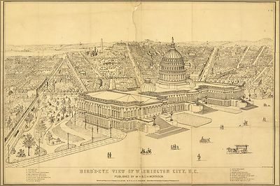 Poster, Many Sizes; Birdseye View Map Of Washington D.C. 1872