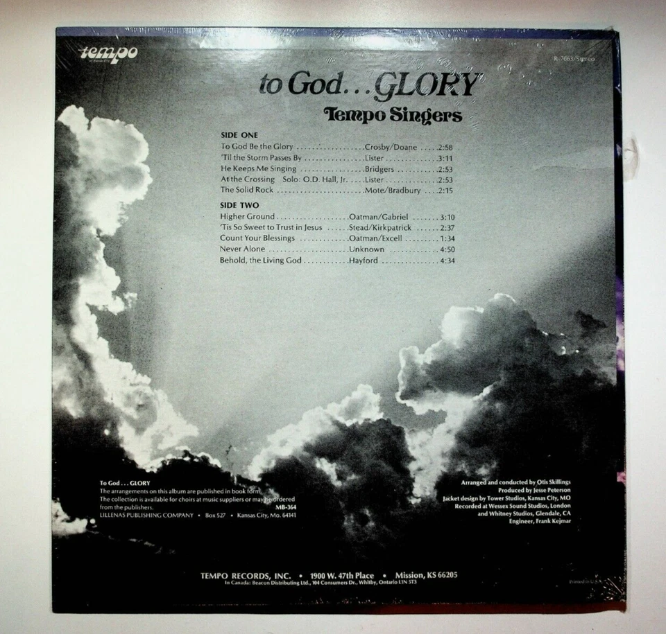 Mission Kansas Tempo Singers God Glory Gospel христианская виниловая пластинка ЗАПЕЧАТАННАЯ - Изображение 2 из 2
