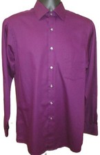 Van Heusen Plum Purple Lux Sateen LS Dress Shirt Size 15.5 34/35 Men's EUC