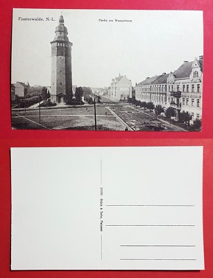 Postcard Finsterwalde around 1920 lot at the water tower road not retouched (30407