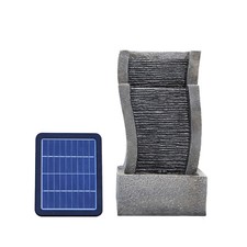 Solar Powered Rockey Slate Garden Water Feature Fountain with LED Lights Outdoor