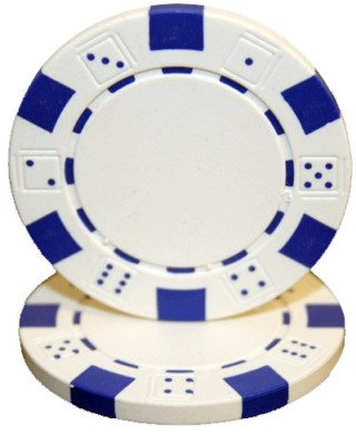 100 White Striped Dice Poker Chips - Buy 2, Get 1 Free - Mix & Match!