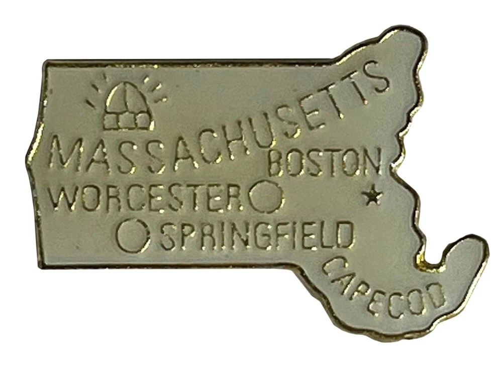 Wholesale Lot of 50 Massachusetts Enamel State Map Hat Cap Lapel Pin (ACE - 622)