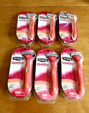 6 Schick Quattro Papaya & Pearl Woman's 4 Blade Razor & 2 Cartridges