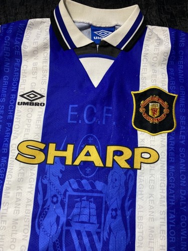 MANCHESTER UNITED Tercera Camiseta Camiseta UMBRO 1994-1996 SHARP Camiseta Adulto TALLA L - Imagen 2 de 13