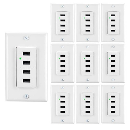 Dual Wall Plates 4 Port 4.2A USB Charger Outlet – Fast Charging for Any Device - 第 3/10 張圖片