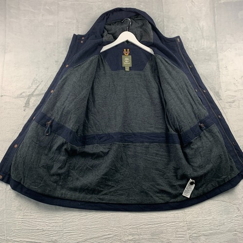 TIMBERLAND Coat Mens XL Wool Blend Utility Hooded Full Zip Jacket Lined Pockets - Picture 7 of 10
