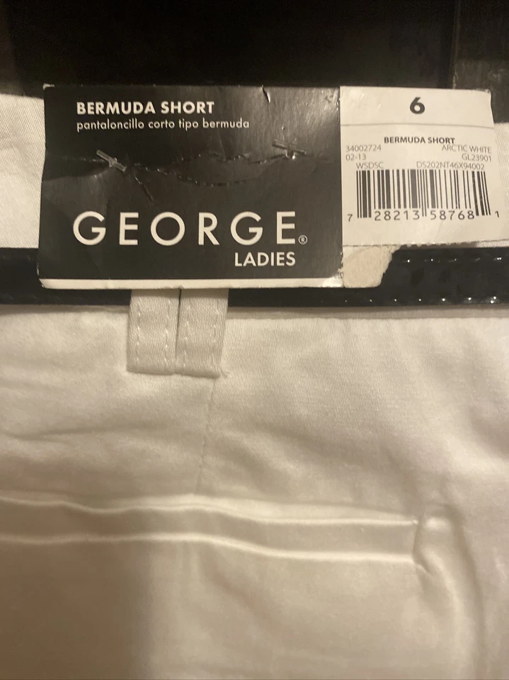 Pantalones Cortos George Mujer Bermudas Blancas Con Cinturón Talla 6 Nuevos Con Etiquetas Foto 3 de 4