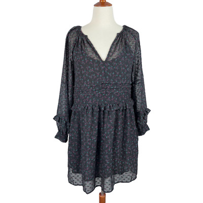 Zara Basic Floral Swiss Dot Dress Size Small