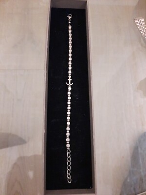 Tennisarmband Edelstahl mit Anker und Saphir für Herren Damen Armband