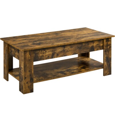 Modern Lift Top Coffee Table w/Hidden Storage & Shelf For Living Room Reception