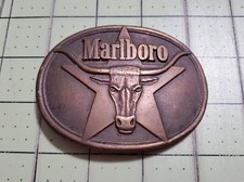 Vintage 1987 Solid Brass Marlboro Longhorn Steer/Star Belt Buckle