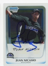 SIGNED BASEBALL CARD AUTO BOWMAN CHROME 2011 JUAN NICASIO COLORADO ROCKIES #46