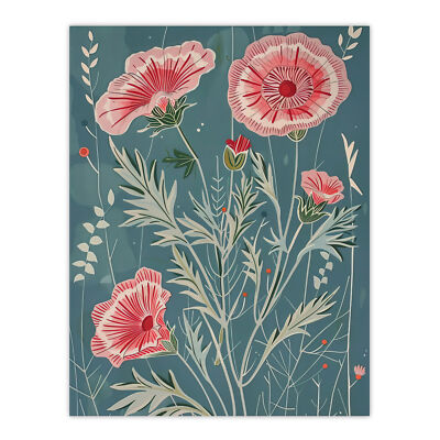 Blühende rosa Nelke Blumen Kunstwerk Frühling Wandbild Poster Druck