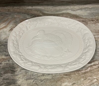 Gibson Porcelain Turkey Serving Platter X 14 Inches Fine Ceramic White  EUC
