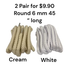 Round 6mm Woven Shoelaces 45" - 2 Pairs for $9.90 - Fast Shipping - Since 1980