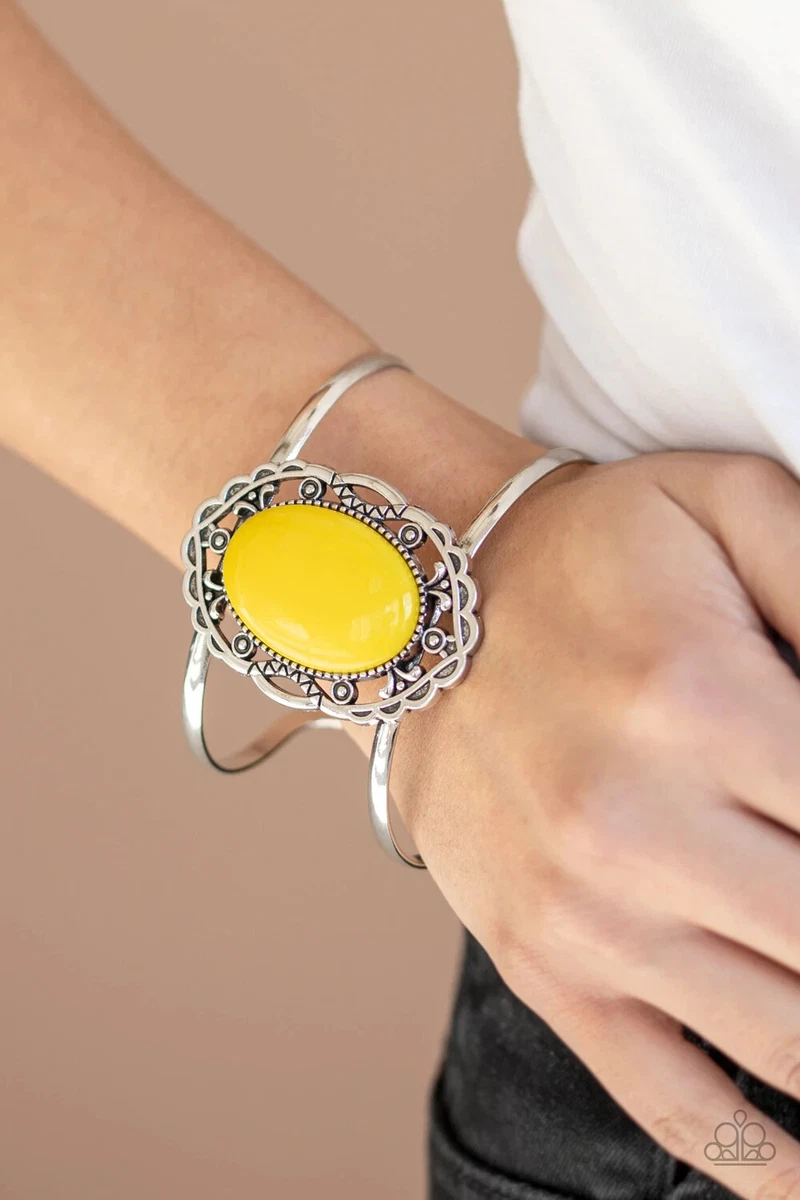 Paparazzi Bracelet Vibrantly Vibrant Bright Yellow Bead Cuff