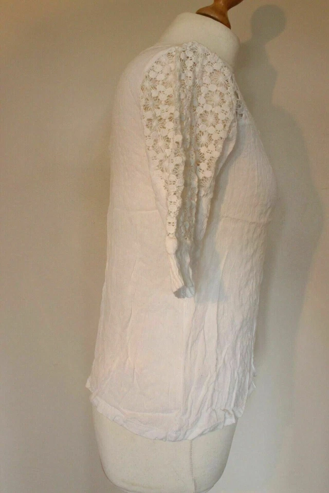 New Look White Crochet Lace Blouse Top Boho Festival Summer Size UK 10 - Image 4 of 4