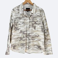 Sanctuary Camouflage Jacket Size Large Neutral Taupe Camo Cotton Military