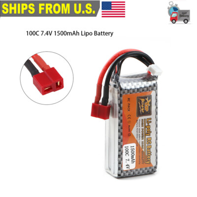 7.4V 2S 1500mAh LiPo Battery 100C Deans T Plug for RC Car Airplane Helicopter US