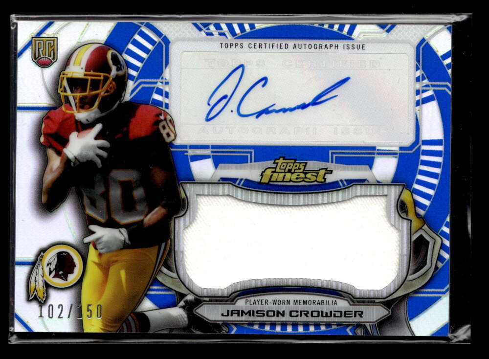 Jamison Crowder Finest Rookie Refractor Autograph Patch #JC Blue Refractor