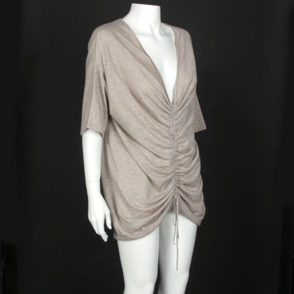 Neiman Marcus Long Ruched Front Brown Cashmere Tunic Sweater Womens Medium - 889 - Image 4 of 4