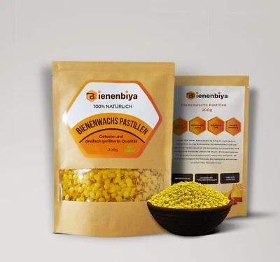 BIENENBIYA 200g Reine Bienenwachs Pastillen | Kosmetik, Kerzen, Wachstücher, Seifen, Balsam