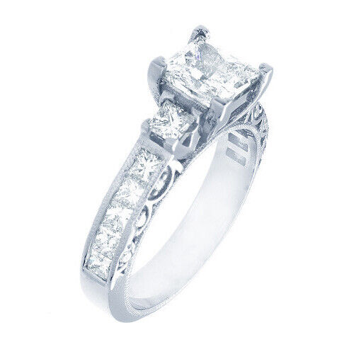 2.21 carat Round Diamond Platinum Solitaire Engagement Ring