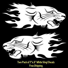 Tiger Panther Flames Two Pack 7 White Vinyl Decal Car Truck Door Motorcycle Tiger Panther Flames Two Pack 7 White Vinyl Decal Car Truck Door Motorcycle