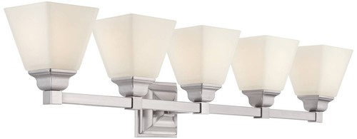 Mencino Modern Wall Light Nickel Hardwired 35 1/4" 5-Light Fixture Opal Glass - Bild 5 von 7