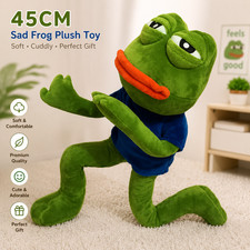 45cm Sad Frog Plush Toy Soft Stuffed Pillow Cute Green Frog Plush Doll Gift