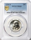 1958-D 25c Washington Silver Quarter PCGS MS65 - Nice Luster / Flashy White Coin