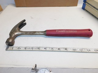 Plumb USA 11 894 Solid Steel RED GRIP 20oz Claw Hammer Smooth Face USED
