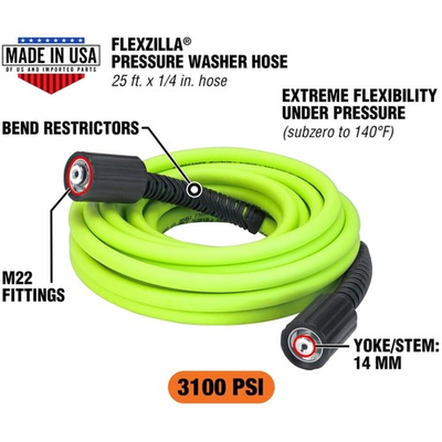 #ad Flexzilla Pressure Washer Hose 1 4quot; x 25 ft. ZillaGreen $65.99
