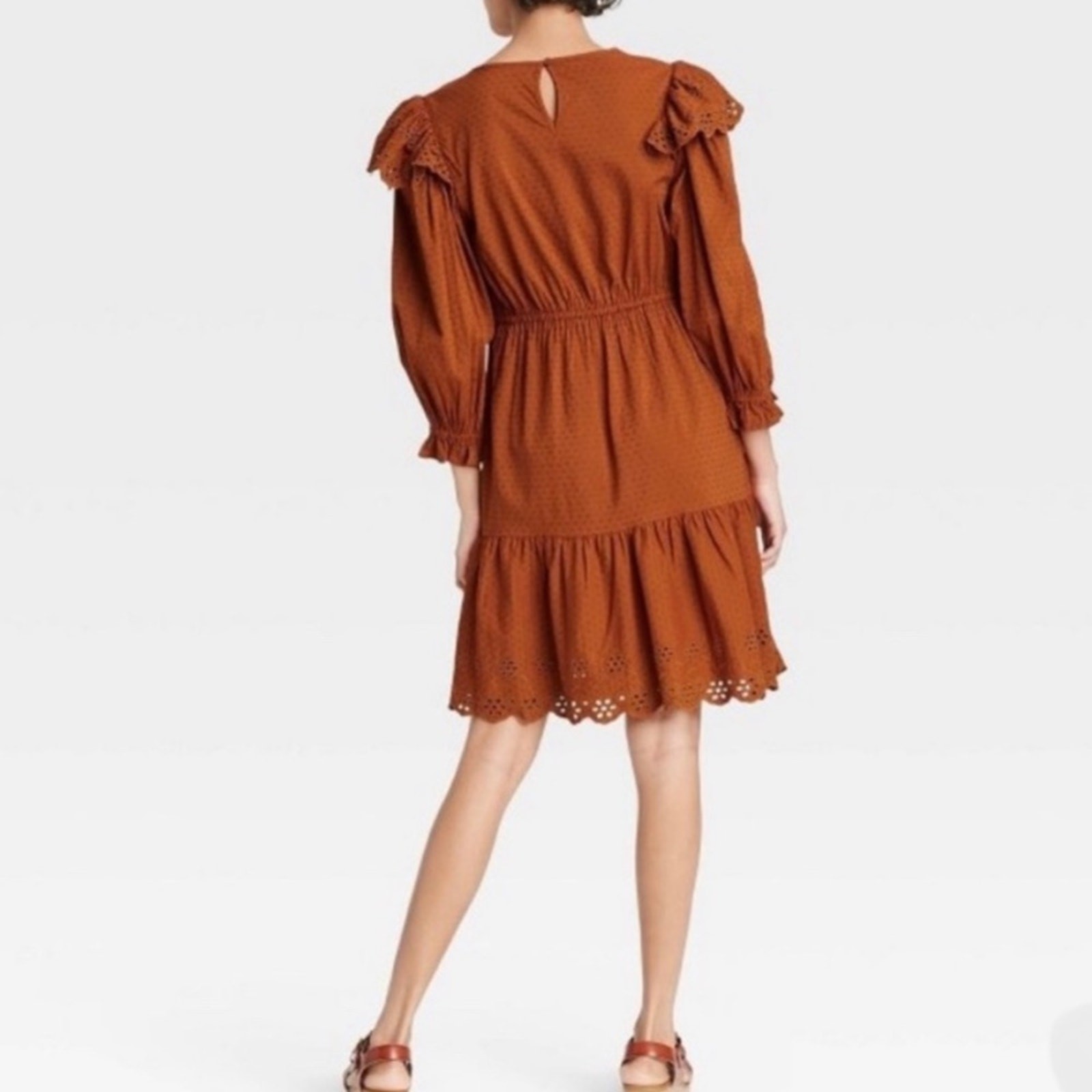 Universal Thread Pumpkin Eyelet Ruffle Dress size… - image 2