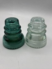 Hemingray 42 & 40 Glass Insulator Blue/green Clear Made in USA Antique/Vtg
