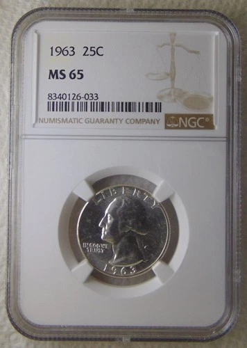 1963 Washington Silver Quarter Dollars  25C, NGC MS65, SWEET TONING, NICE COIN