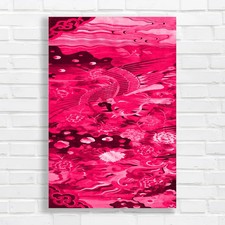 Vibrant Floral and Avian Tapestry Pink Canvas Print Large Picture Wall Art