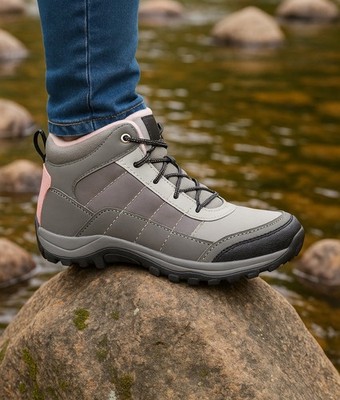 Women s Gray Pink Hiking Boots Outdoor Trekking Trail Footwear USA 7.5 - Mex 4.5