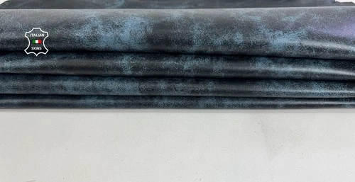 GREY DISTRESSED ANTIQUED VINTAGE LOOK Goat leather 2 skins 10sqf 1.4mm #Z535