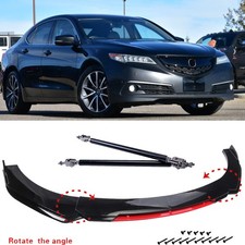 Black+Red For Acura TLX 04-17 Front Bumper Lip Splitter Spoiler Kit+Strut Rods