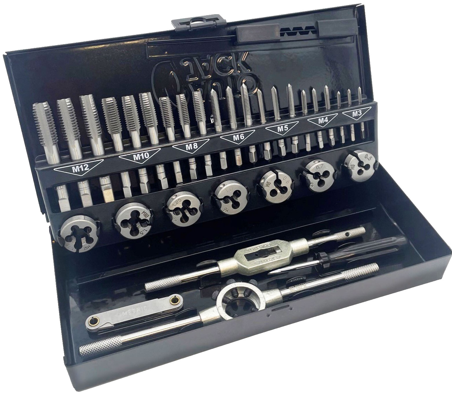 Autojack 32pc Metric Tap and Die Set M3-M12 Thread Repair Kit Tungsten Steel