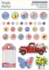 Simple Vintage Linen Market Brads-Decorative