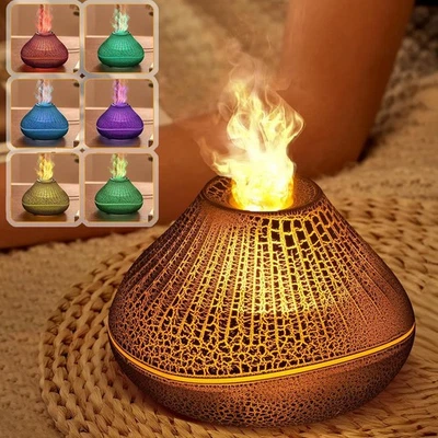 MARKENLOS Flammen Aroma Diffusor, Ätherische Öle Diffuser Luftbefeuchter mit 7 Farben LED