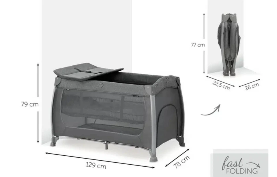 Hauck Sleep & Play Center 4 in 1Travel Cot In Melange Grey - Image 2 of 4