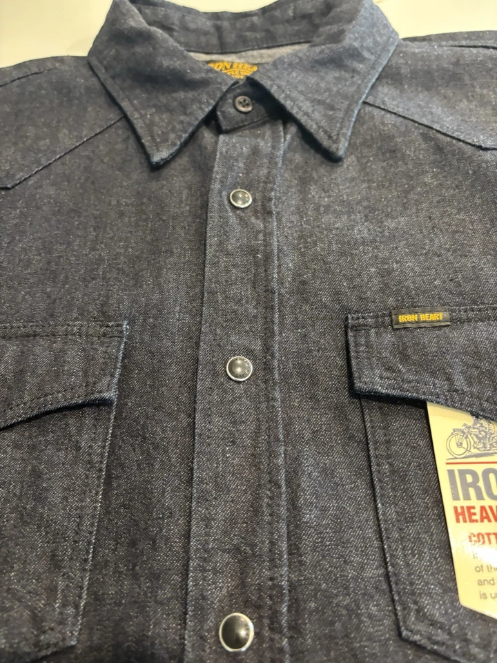Camisa occidental IRON HEART IHSH-350 10 oz ribete denim índigo para hombre XXXL (US XL) Foto 3 de 4
