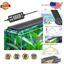 Aquarium Light 36W Full Spectrum LCD 7 Colors Timer Waterproof Tank