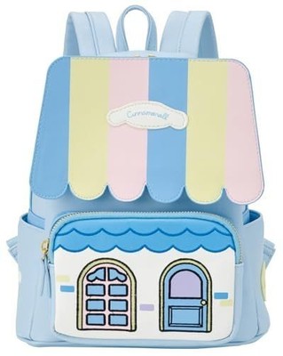 Sanrio Cinnamoroll Mini Rucksack Hausform mit Reißverschluss Seitentaschen Neu
