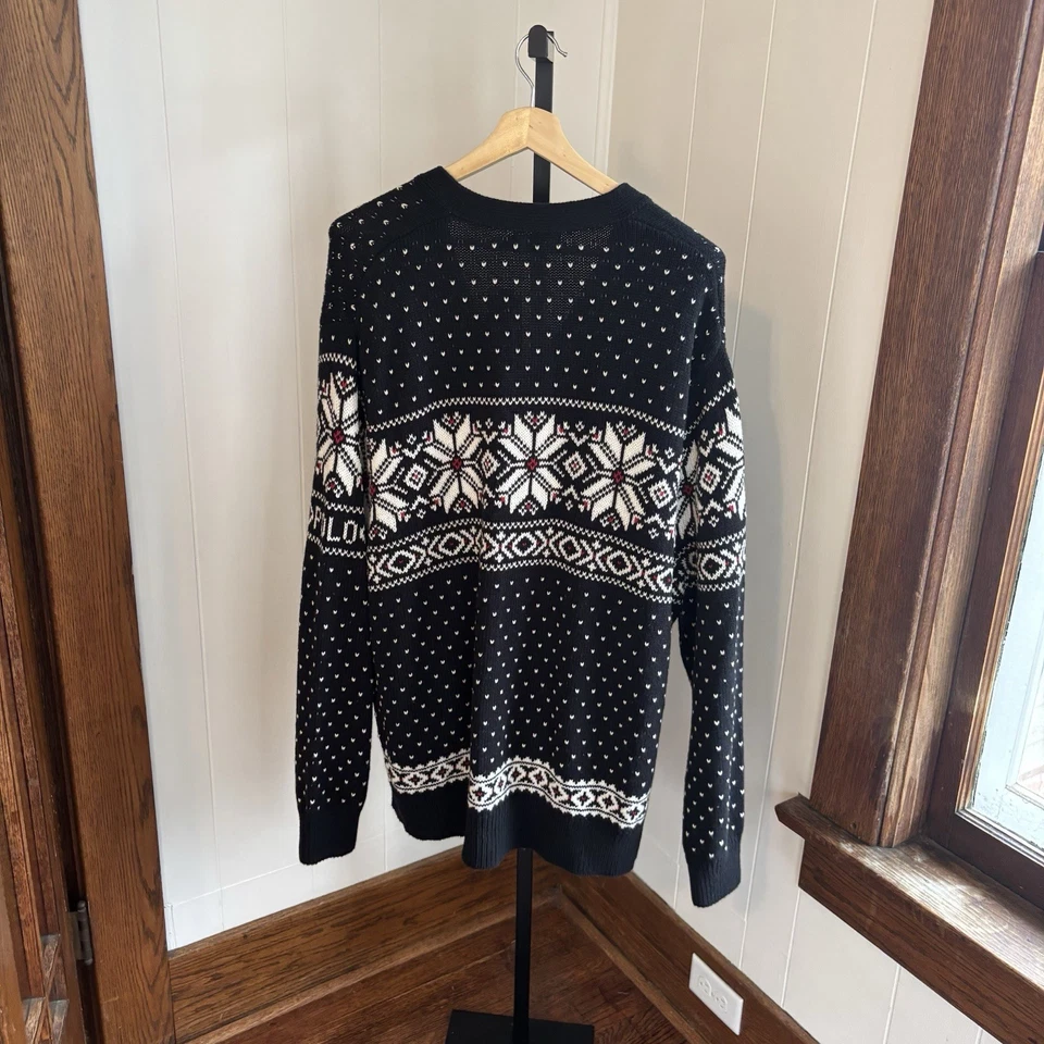 Polo Ralph Lauren Nuevo con Etiquetas Copo de Nieve Negro Algodón Cachemira Fair Isle Cárdigan Hombres 3XB Foto 4 de 4