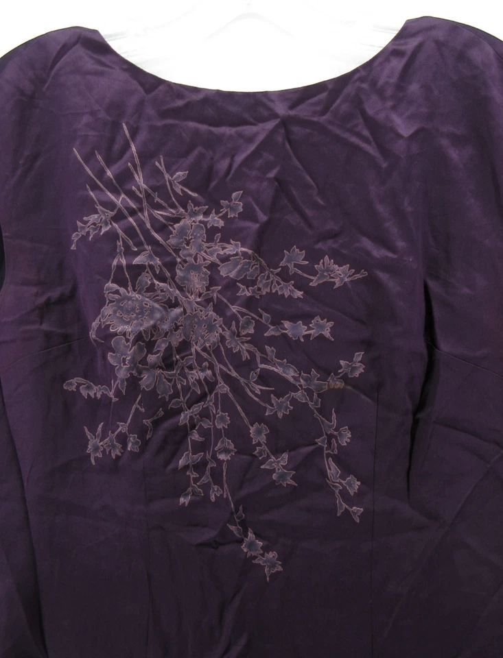 VINTAGE Dana Buchman Top Women 6 Purple Silk Blouse Button Up Floral Cropped * - Image 2 of 4